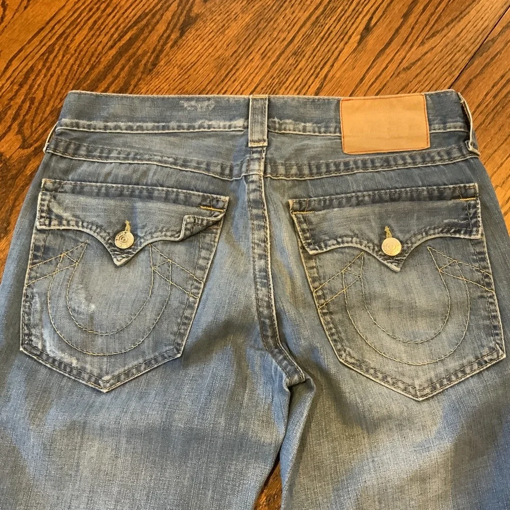 Vintage‎ True Religion Jeans 34x33 Made in USA Medium Wash Denim Flared Fit 90s